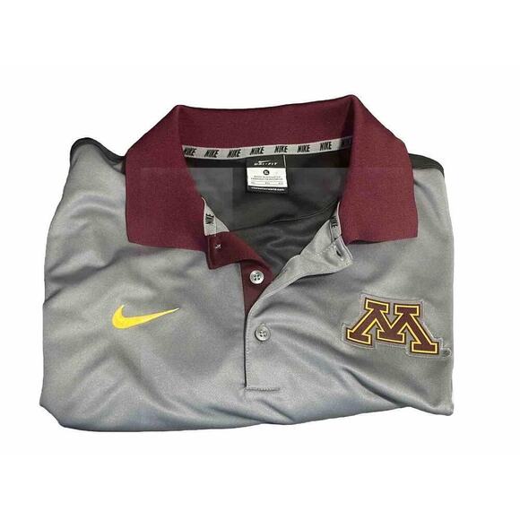 Nike Men’s Short Sleeve University Of Minnesota Golden Gophers Gray Polo XL - Picture 1 of 7